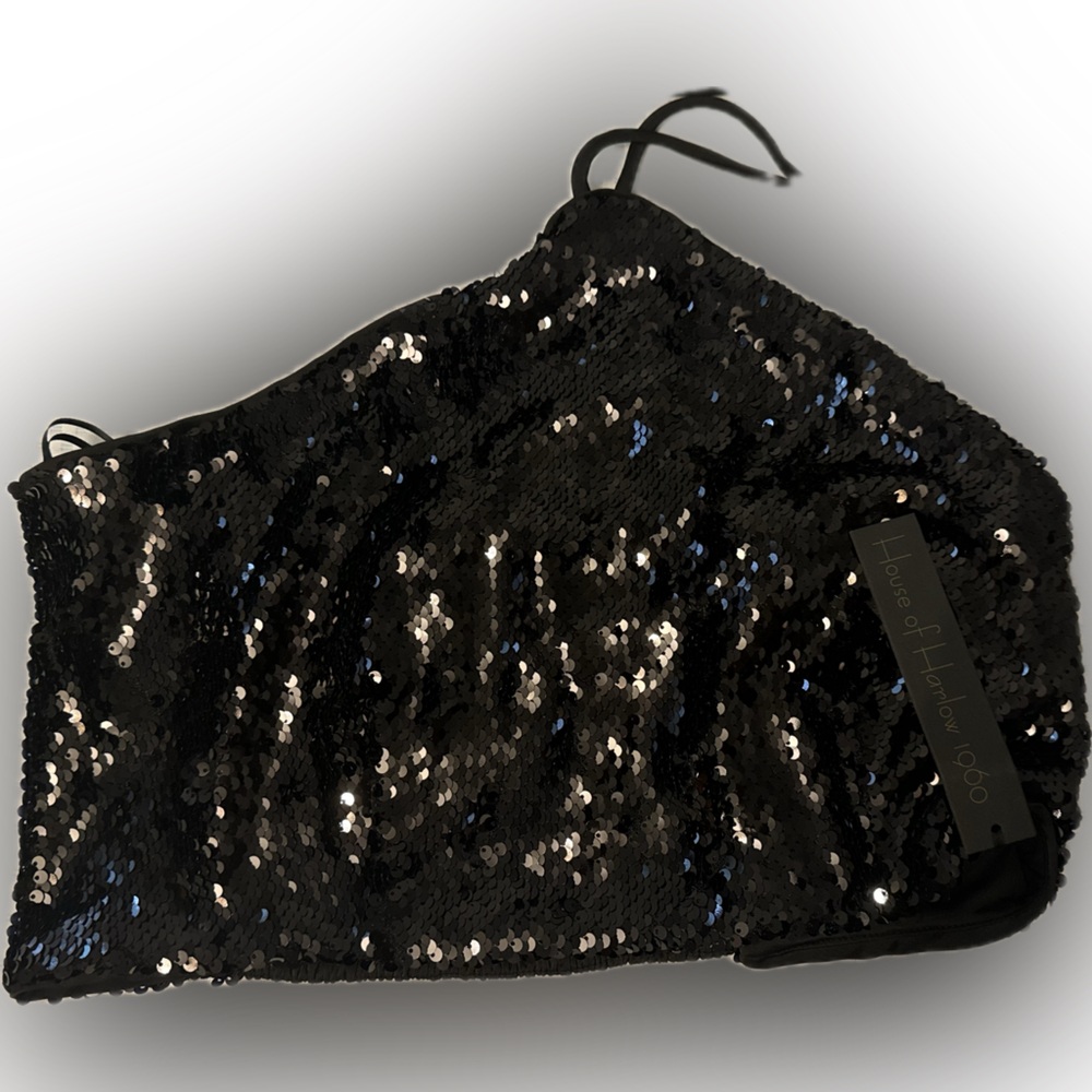 House of Harlow 1960 Black Sequin Tank Top M NWT - Picture 3 of 3